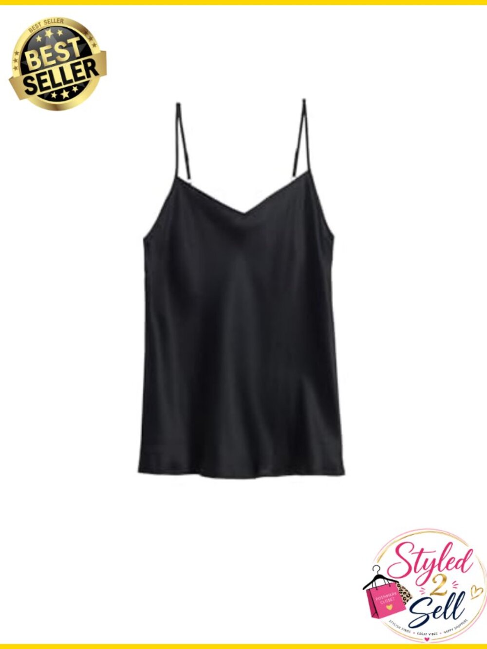Silk Satin V-Neck Tank Top Adjustable Straps Camisole